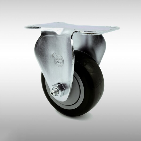 3.5 Inch SS Black Polyurethane Wheel Rigid Top Plate Caster